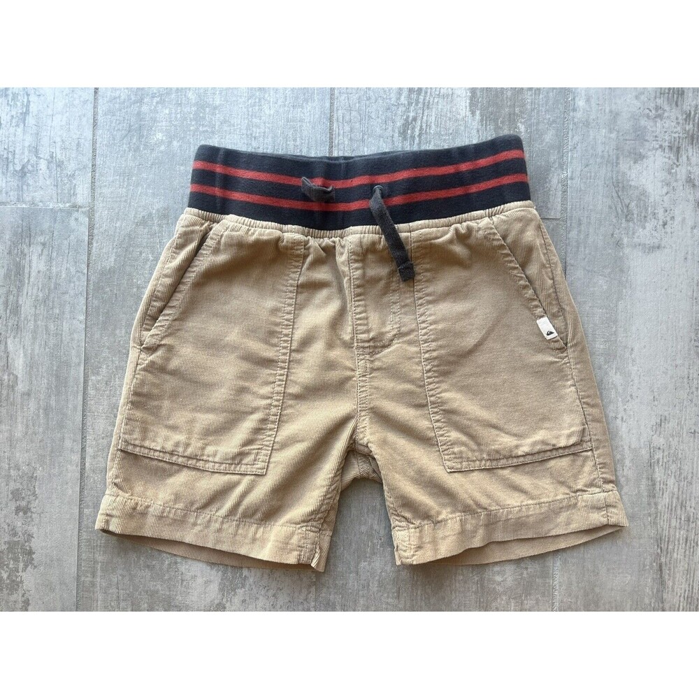 Quiksilver Boys Corduroy Khaki Tan Shorts Elastic Drawstring Casual Chino XS 7-8